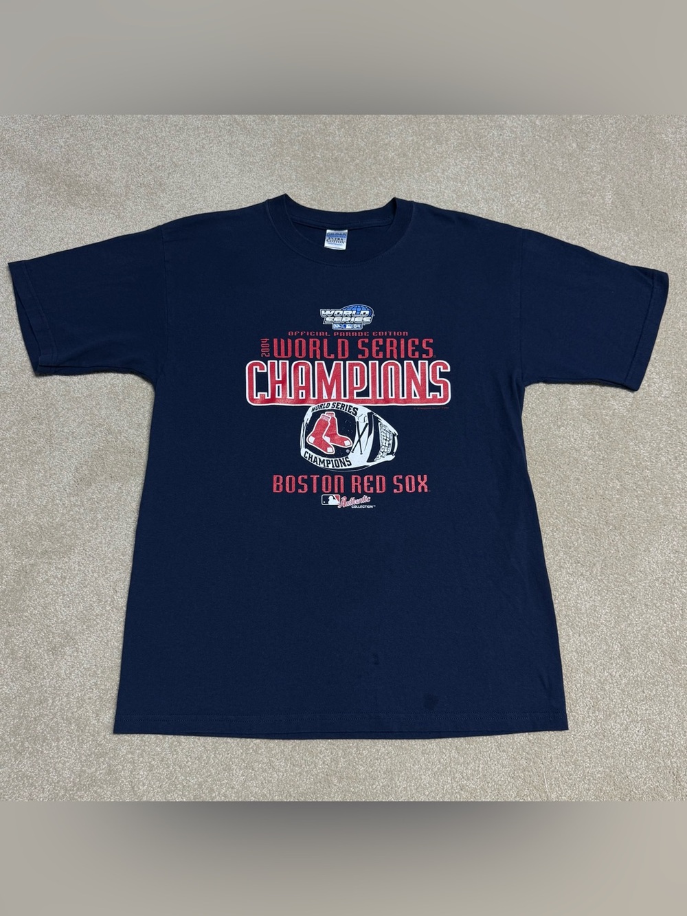 Boston Red Sox 2004 World Series Champions Shirt Men’s Large Navy Blue VTG Y2K